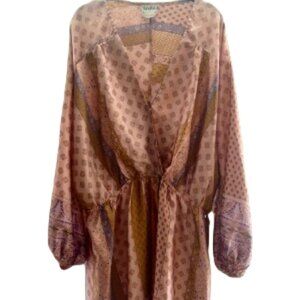 Arula Mini Short Sleeve Dress Waistband Caftan Style Size Range L/XL NWOT